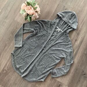 New Mudd Jeans Heather Grey Hooded Cardigan Sweater